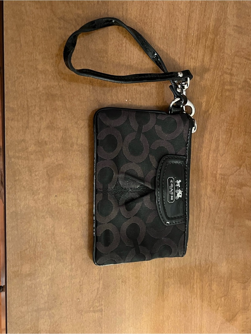 Coach Black Signature C Wristlet Phone Case